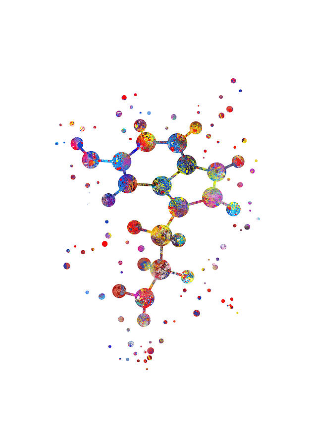 Serotonin Molecule Painting By Rosalis Art