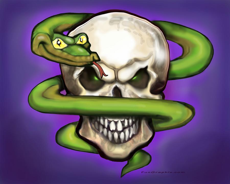 Serpent Evil Skull Digital Art by Kevin Middleton