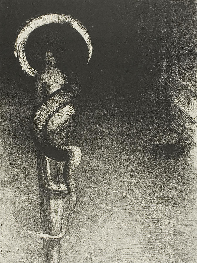 Serpent-Halo Relief by Odilon Redon