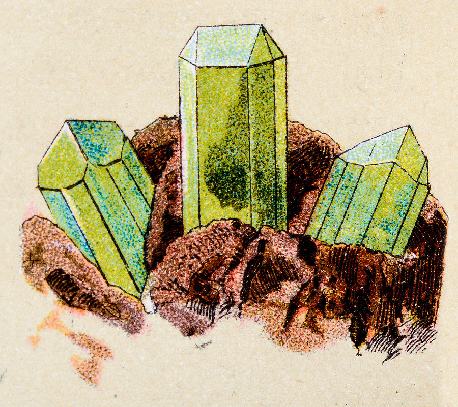 Serpentine, mineral stone antique illustration Drawing by Ilbusca