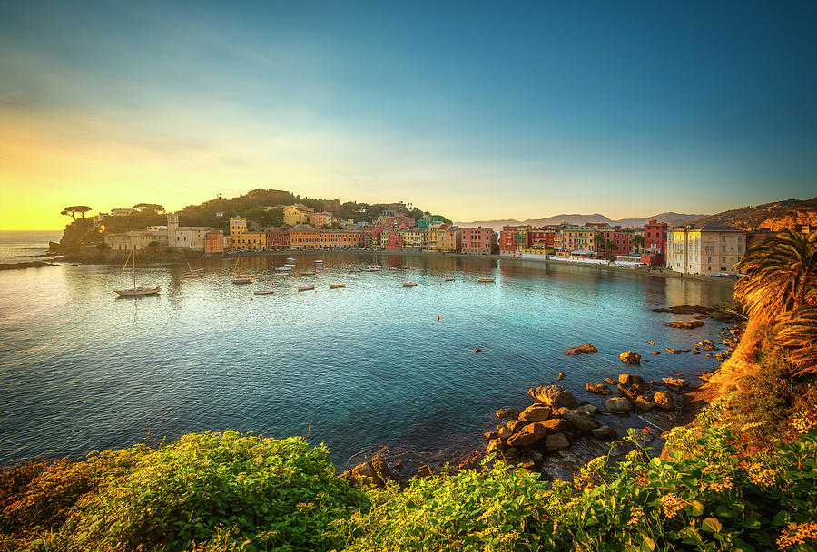 Sestri Levante, silence bay at sunset. Italy Photograph by Stefano Orazzini
