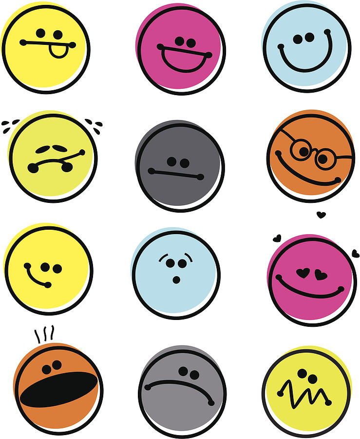 Set of Abstract Emoticons Drawing by CatLane