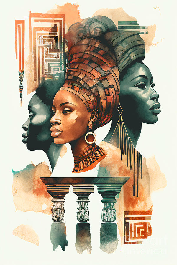 Set Of African Tribal Women Painting, Africa Watercolor Tribal Art ...