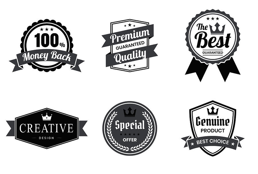 Set of Black Badges and Labels - Design Elements Drawing by Bgblue Set of Black Badges and Labels - Design Elements Drawing by Bgblue