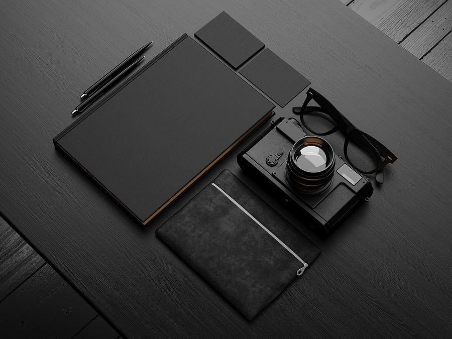 Set of black mockup. 3d render Photograph by Sfio Cracho