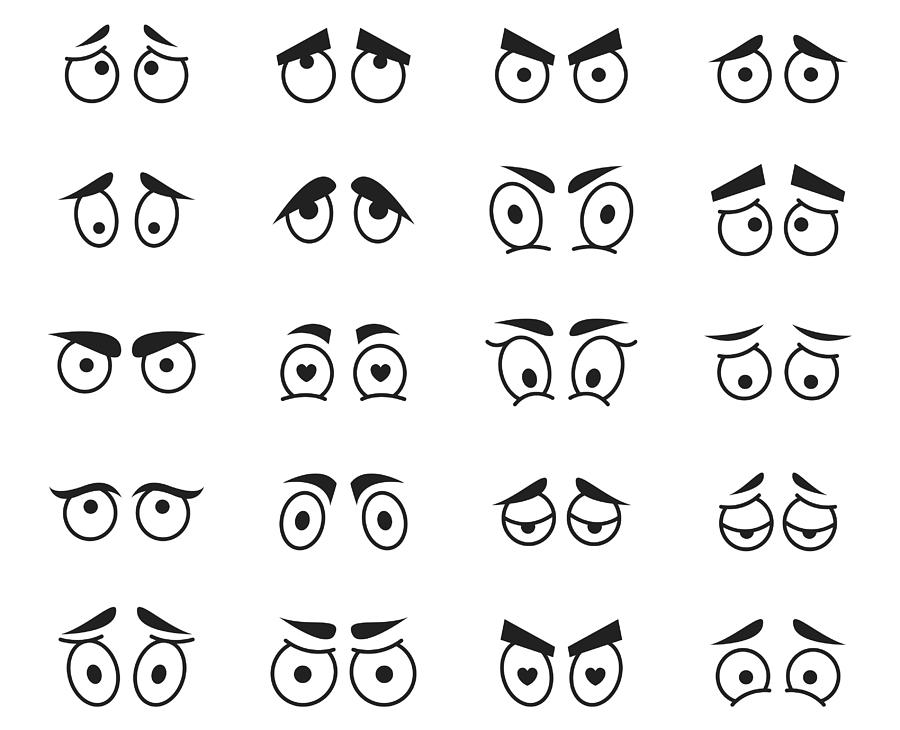 Set of cartoon eyes Drawing by DivVector