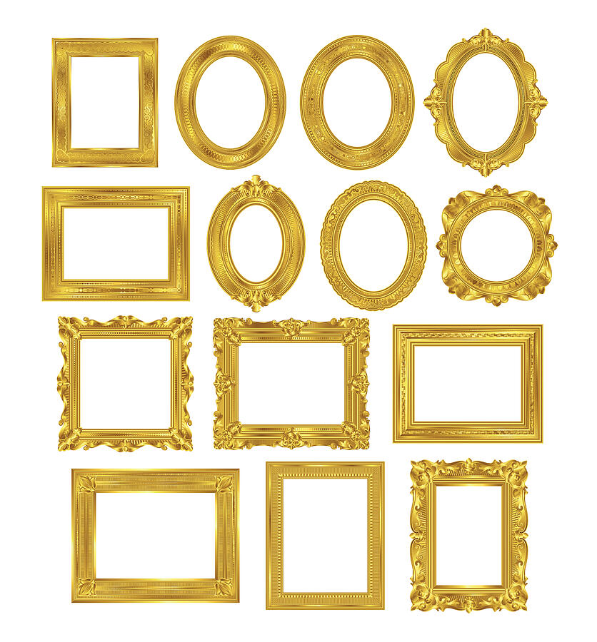 Set of Gilded Gold Picture Frames Vintage Style Drawing by VladSt Set of Gilded Gold Picture Frames Vintage Style Drawing by VladSt