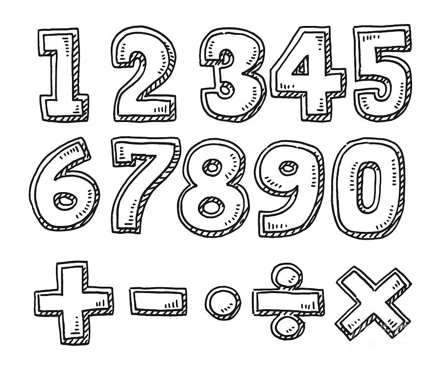 Set Of Numbers And Mathematical Symbols Drawing Drawing by Frank Ramspott