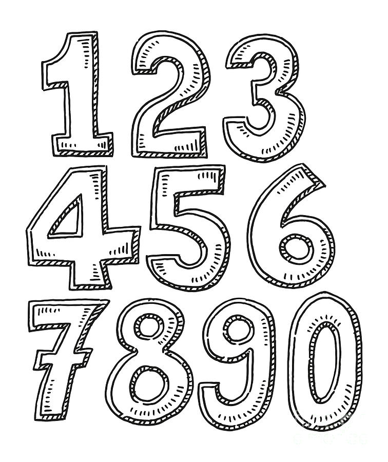 Set Of Numbers Drawing Drawing by Frank Ramspott Fine Art America