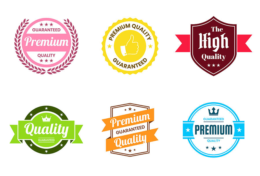 Set of Quality Colorful Badges and Labels - Design Elements Drawing by Bgblue