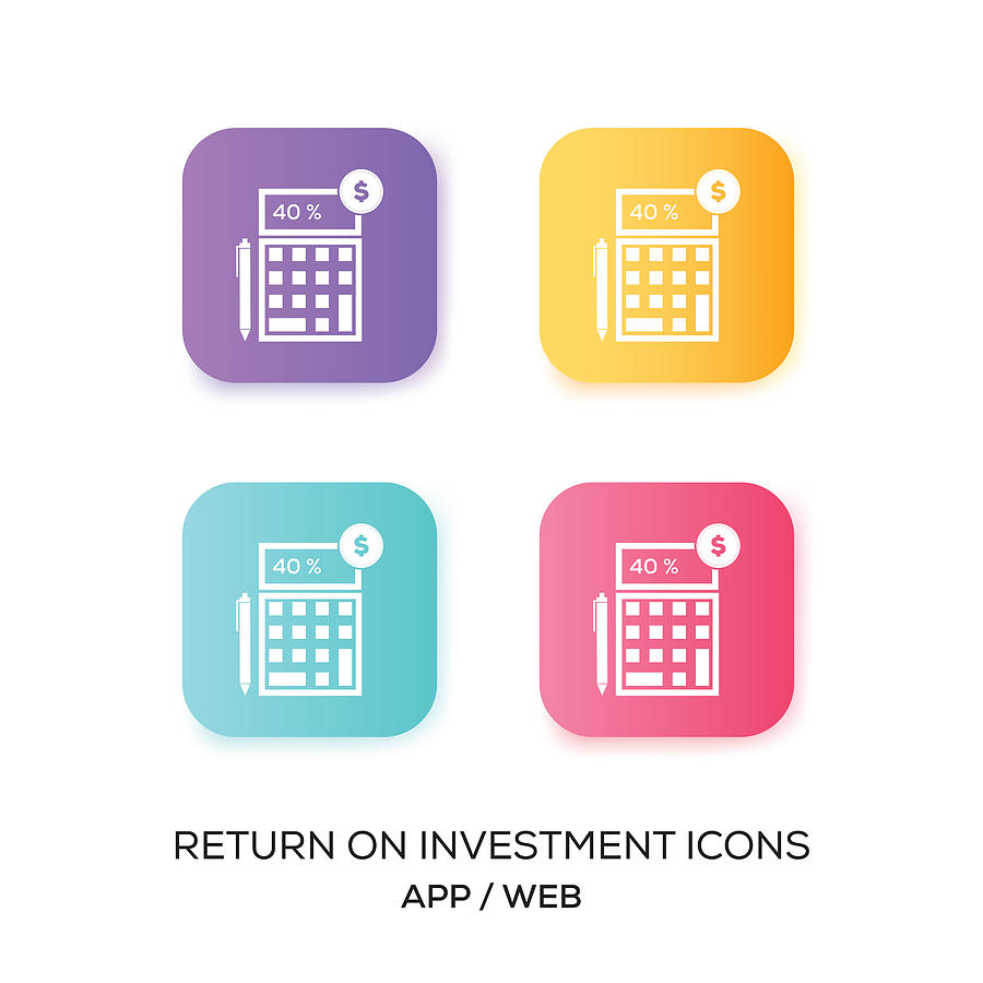 Set of Return On Investment App Icon Drawing by Cnythzl