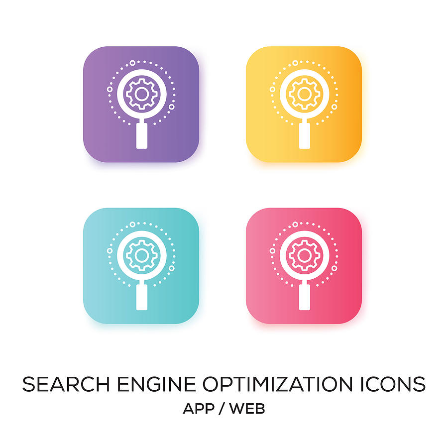Set of Search Engine Optimization App Icon Drawing by Cnythzl