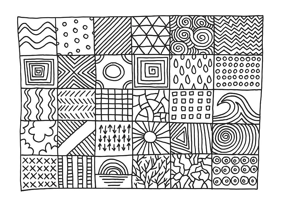 Set Of Simple Patterns Drawing Drawing by FrankRamspott