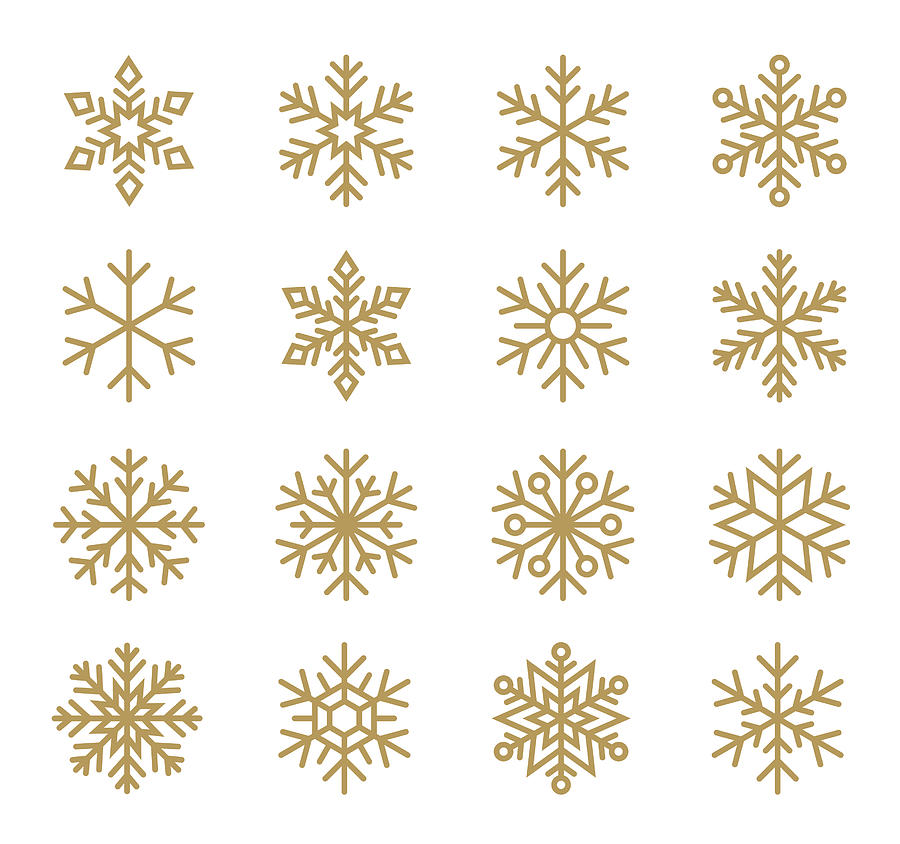 Set of Snowflakes. Line icons set. Drawing by Artvea