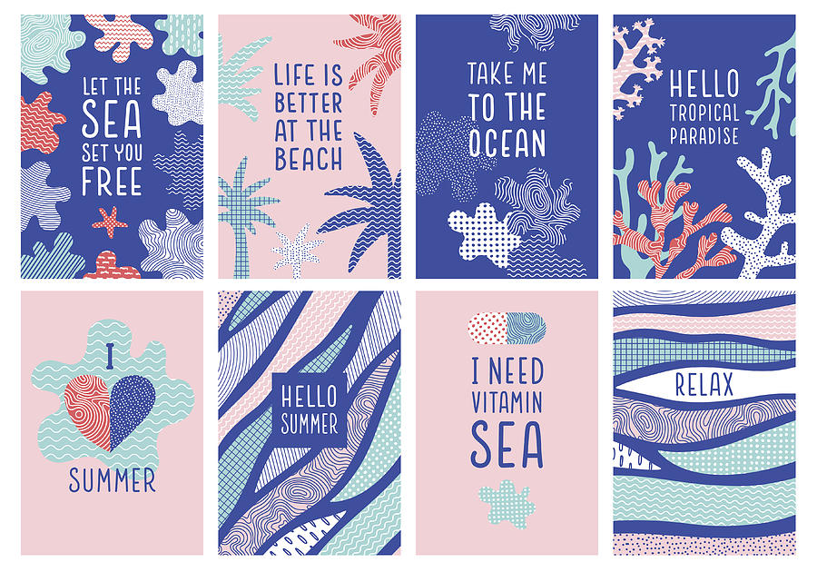 Set of summer holidays quotes Drawing by Miakievy