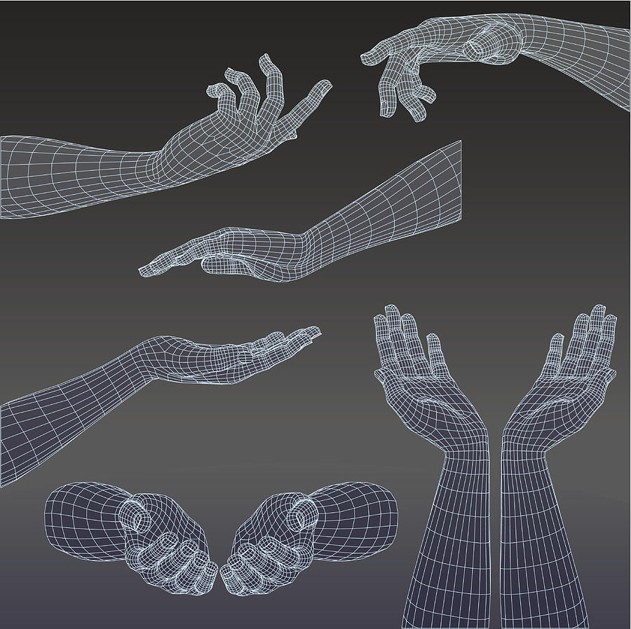 Set of three-dimensional hands Drawing by A-r-t-i-s-t