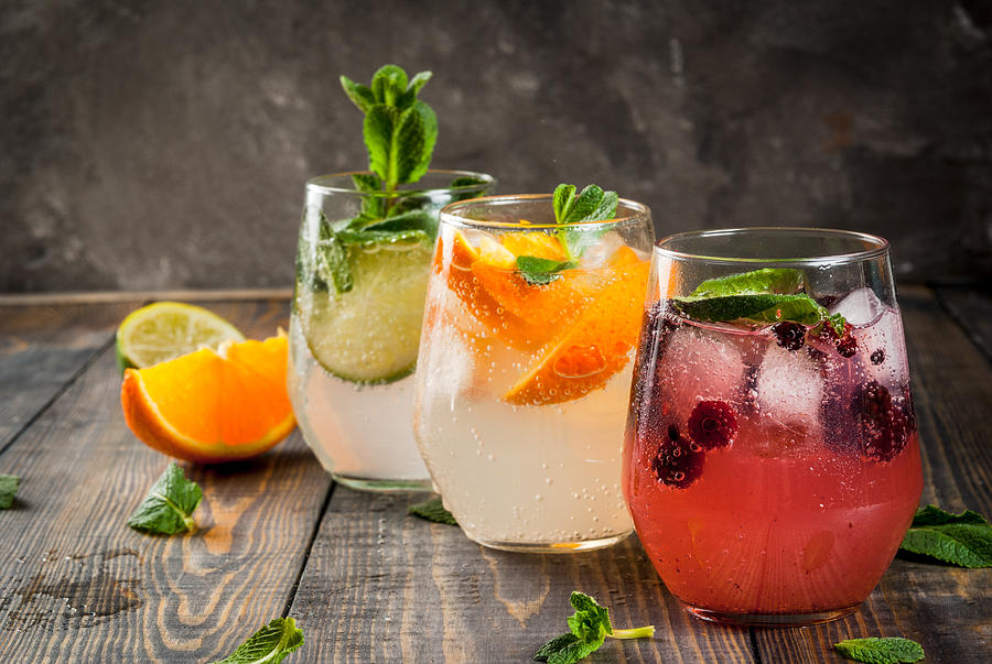 Set of three kinds of gin tonic Photograph by Rimma_Bondarenko