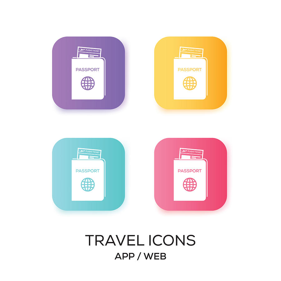 Set of Travel App Icon Drawing by Cnythzl