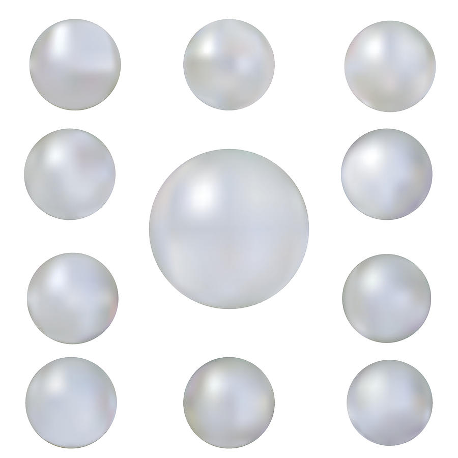 Set of vector pearls made with gradient mesh. Drawing by Alesikka