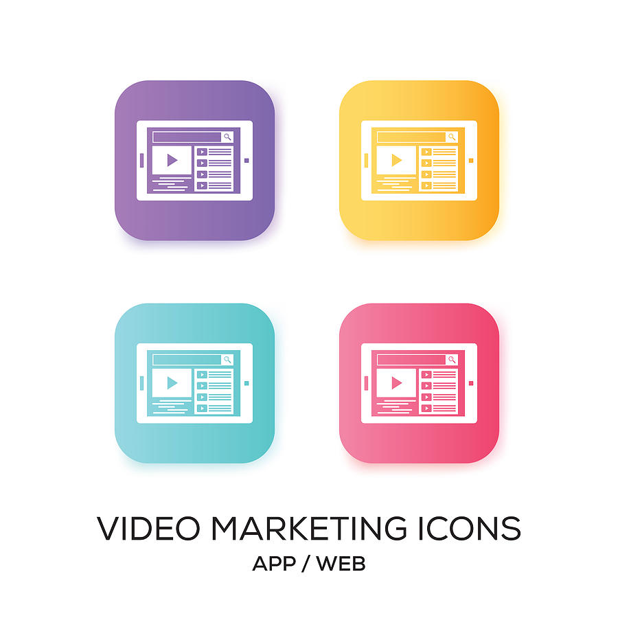 Set of Video Marketing App Icon Drawing by Cnythzl