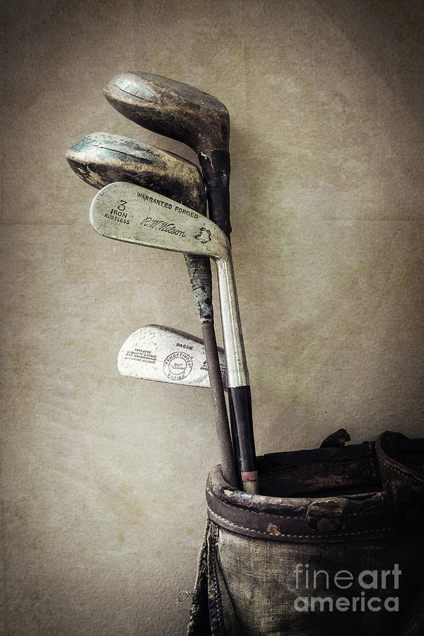 Set of vintage golf clubs Photograph by Delphimages Photo Creations