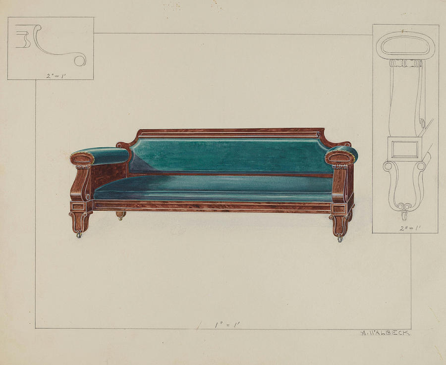 Settee Drawing by Alfred Walbeck Fine Art America