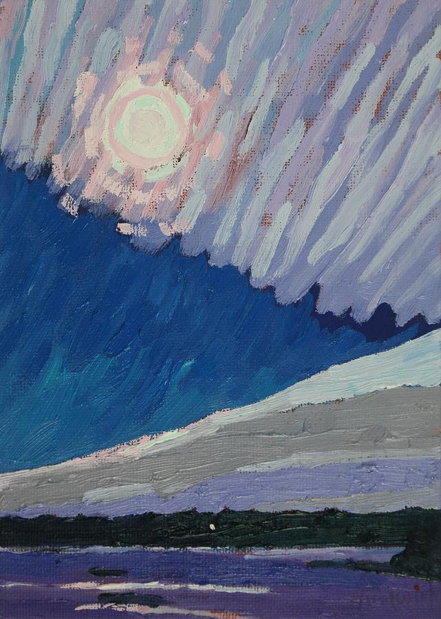 Setting Blue Moon Painting by Phil Chadwick