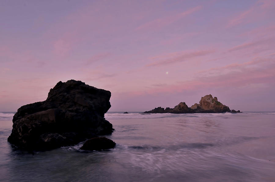 Setting Moon At Dawn - Big Sur Photograph by Stephen Vecchiotti
