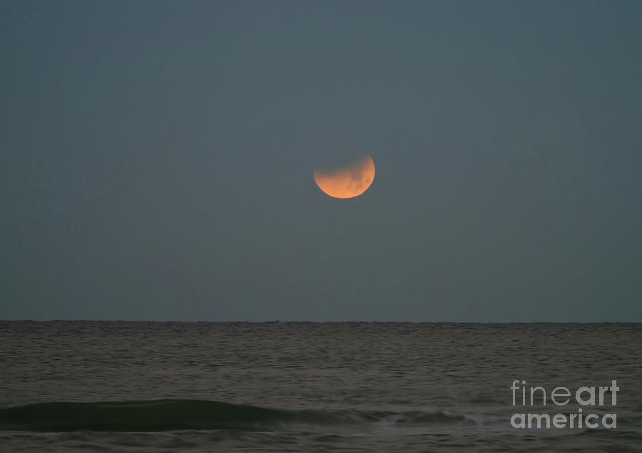 Setting Moon Over The Gulf Photograph by D Hackett