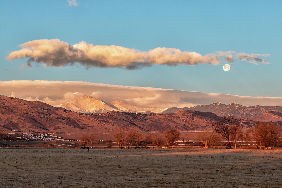 Setting Moon Over the Rockies Photograph by Tony Hake