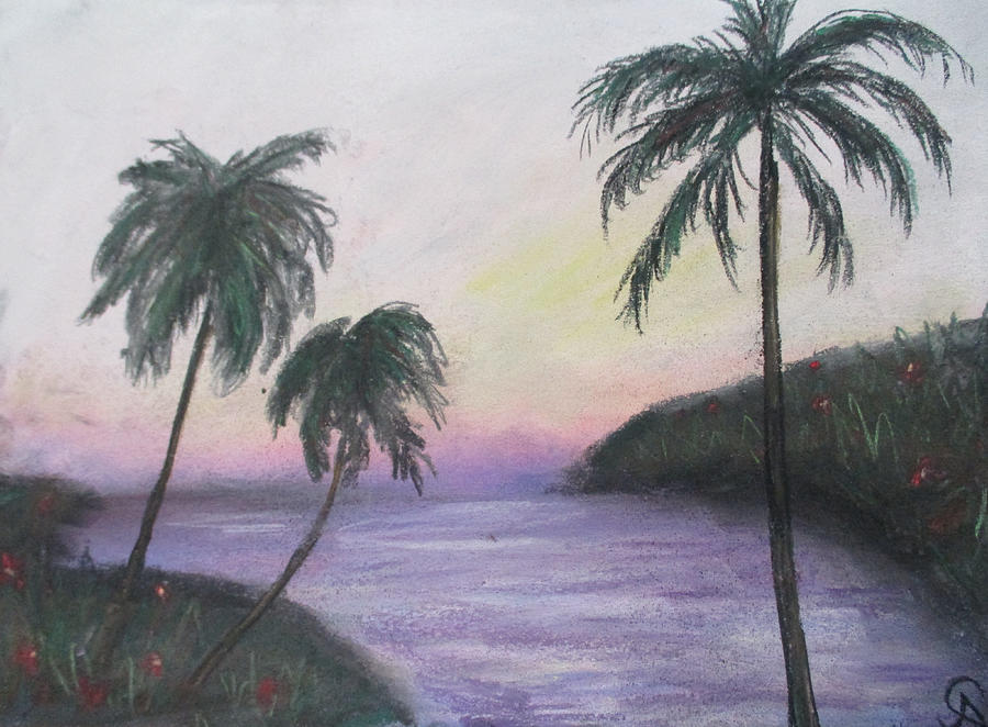 Setting Palm Trees Painting by Jen Shearer