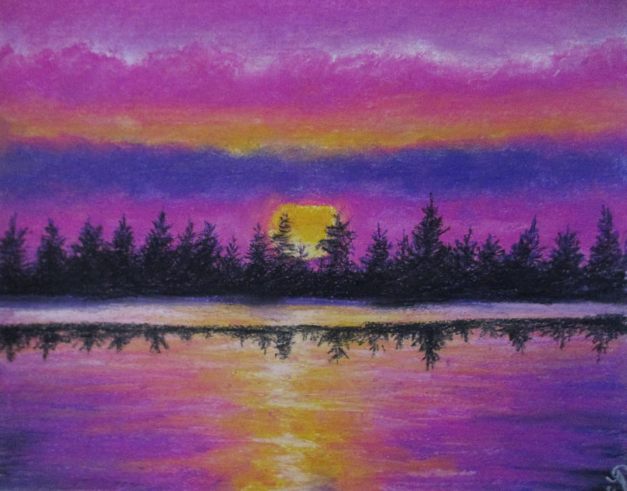 Setting Sea Sun Painting by Jen Shearer - Pixels