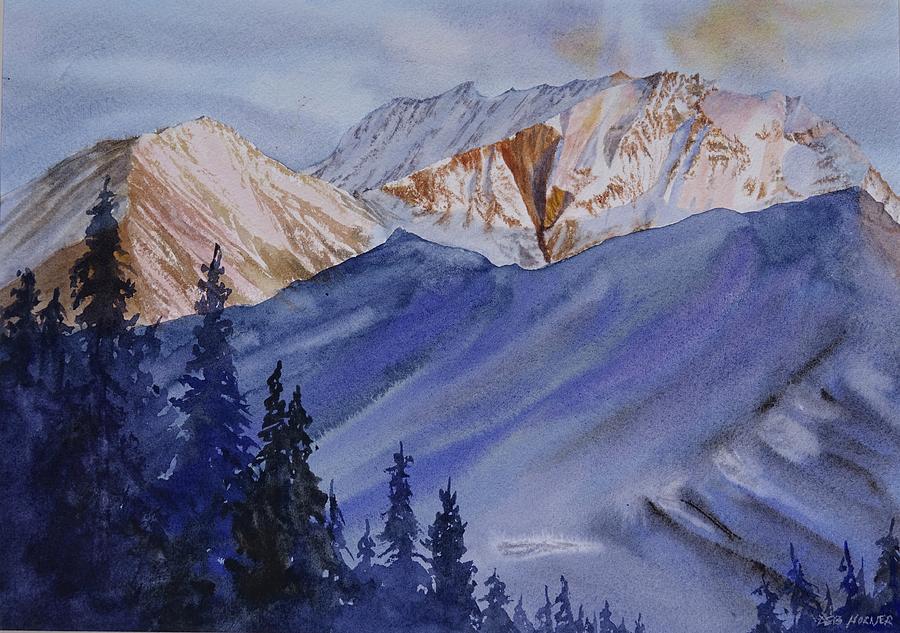 Setting Sun Alaska Range Painting by Deborah Horner