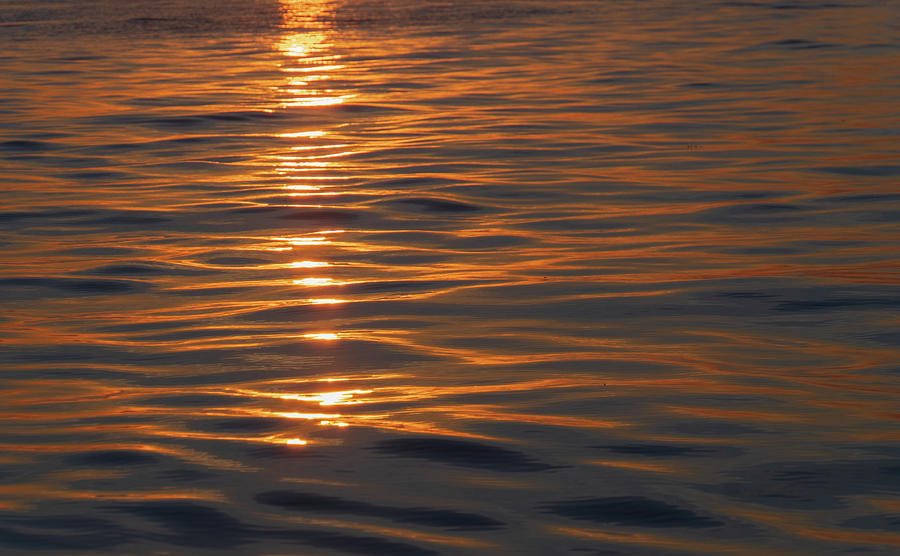setting sun lights up the water in Lake Champlain Photograph by Ann Moore