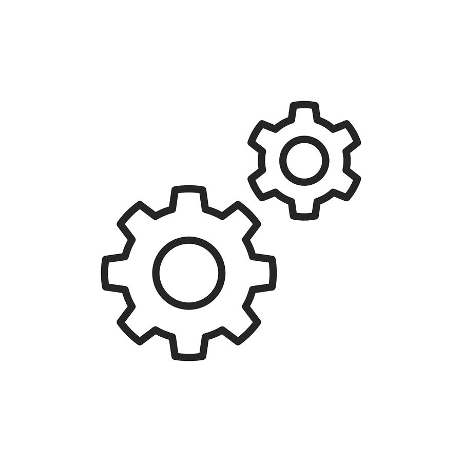 Settings, Gear Line Icon. Editable Stroke. Pixel Perfect. For Mobile and Web. Drawing by Rambo182