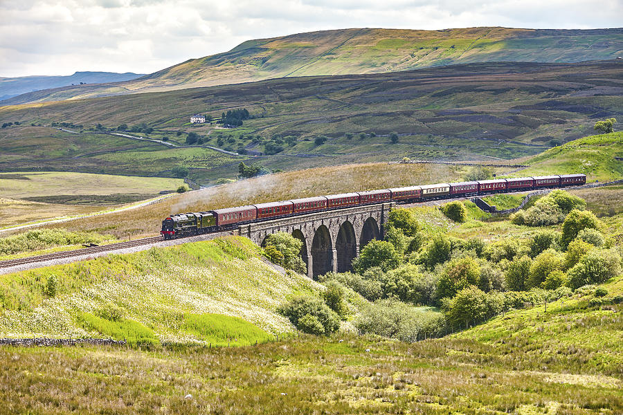 Settle Carlisle steam train tour in spectacular Yorkshire Dales scenery Photograph by BeyondImages