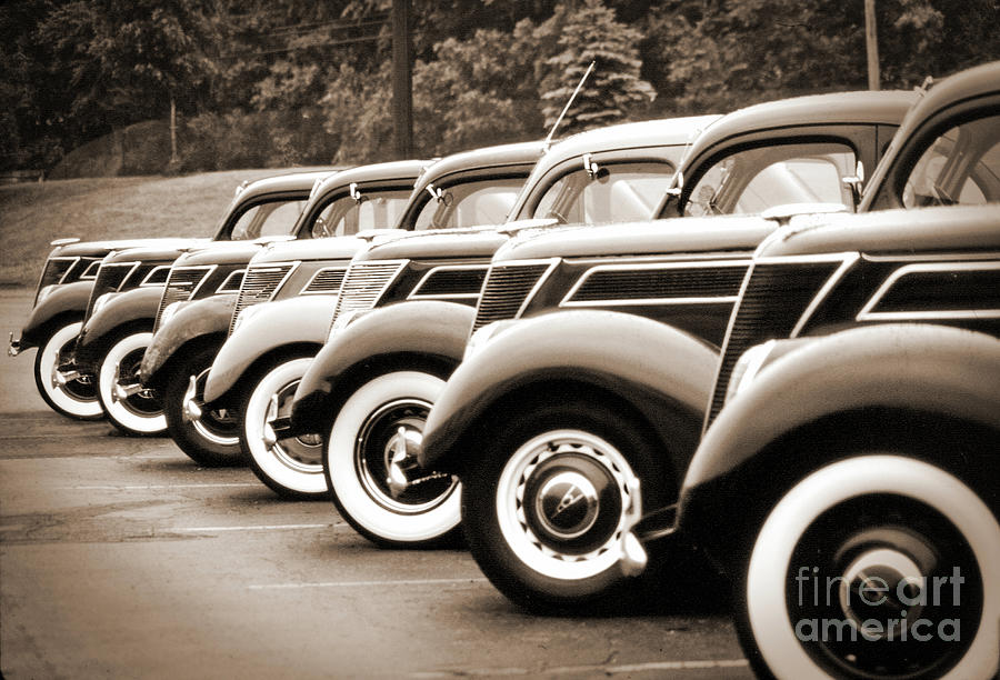Seven 1937 Fords In 1987 Photograph by Ron Long