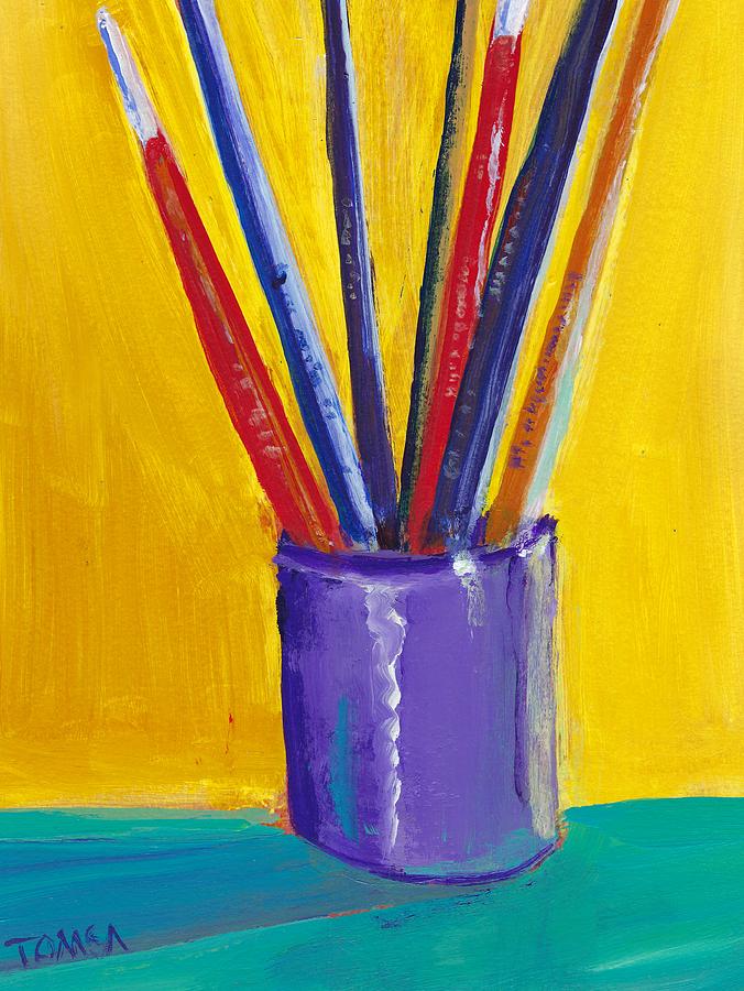 Seven Brushes in a Can Painting by Bill Tomsa