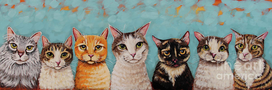Seven Cats Painting by Lucia Stewart
