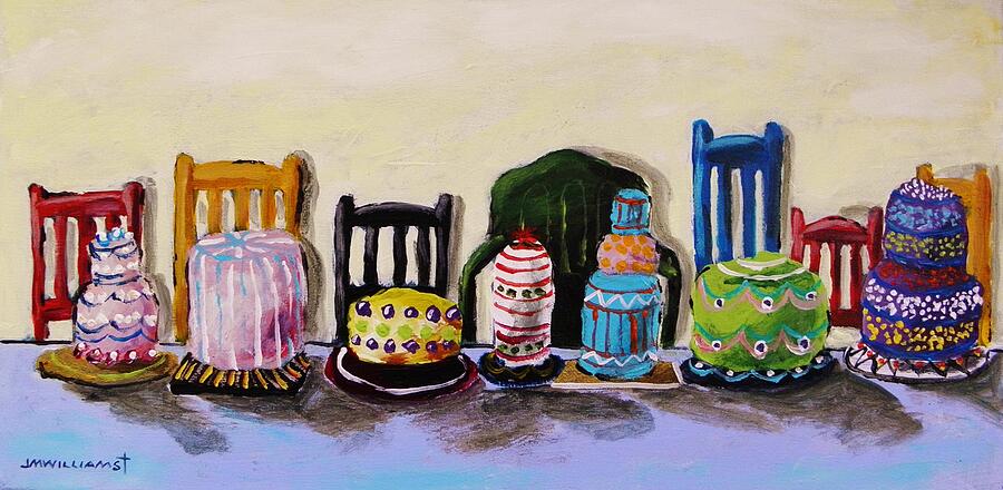 Seven Chairs and Seven Cakes Painting by John Williams