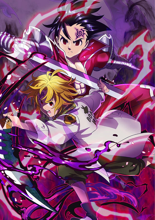 Seven Deadly Sins Zeldris and Meliodas Poster Painting by Jake Danielle ...