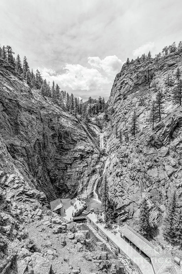 Seven Falls Colorado Springs Grayscale Photograph by Jennifer White