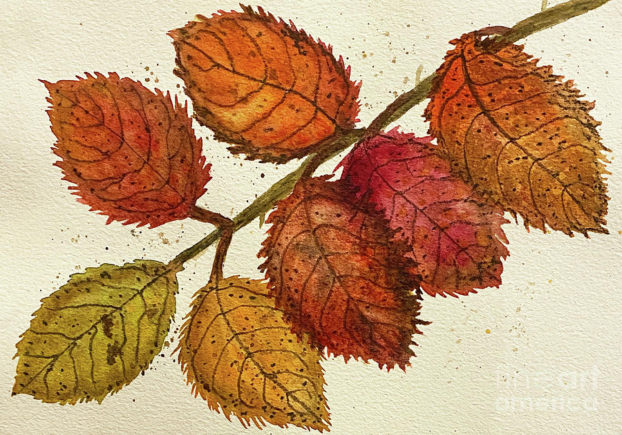 Seven Leaves on a Branch Painting by Lisa Neuman