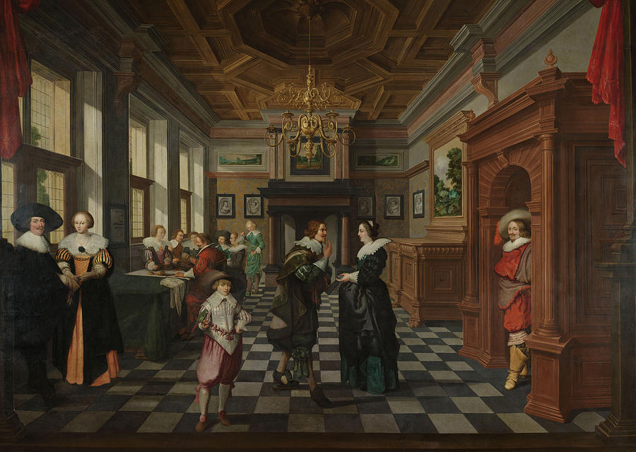 Seven-Part Room Painting - An Interior Painting by Dirck van Delen