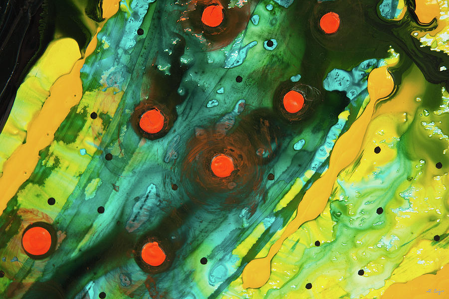 Seven Red Dots Abstract Art Painting by Sharon Cummings
