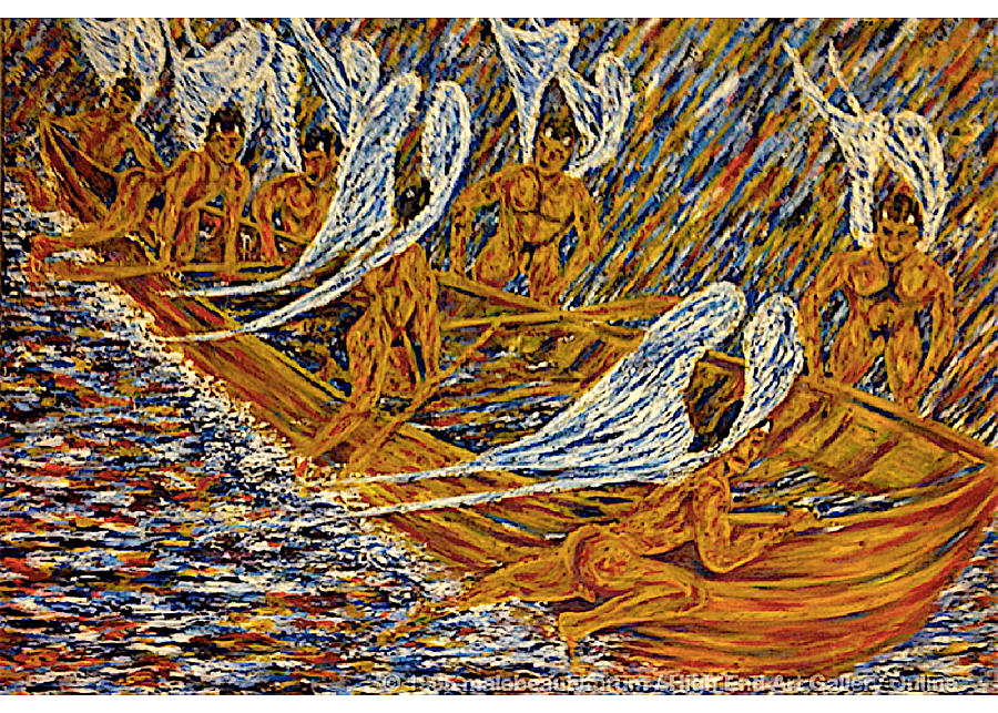 Seven Seafarers take to the Seven Seas Painting by Claude Theriault