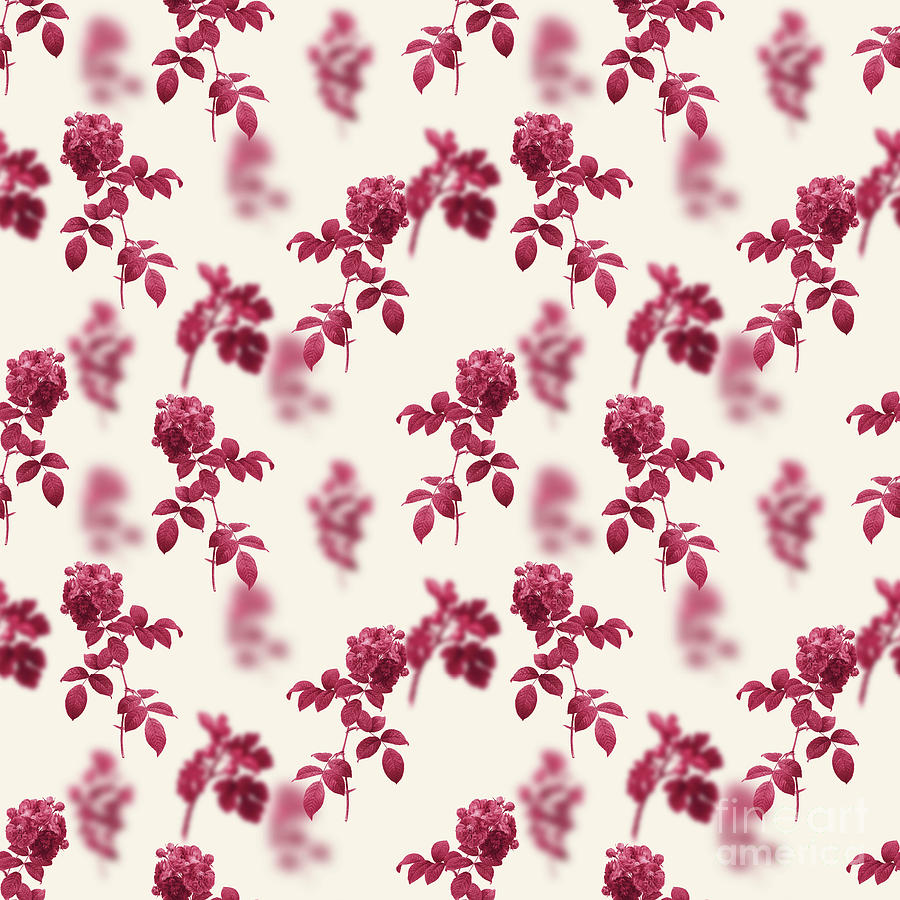 Vintage Mixed Media - Seven Sisters Roses Botanical Seamless Pattern in Viva Magenta n.0891 by Holy Rock Design