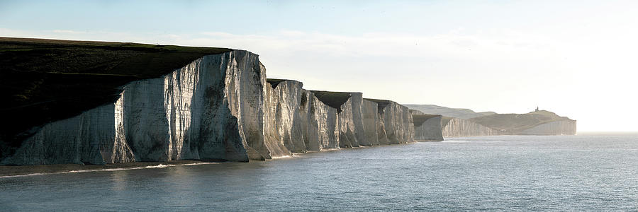 Seven sisters white chalk cliffs south coast england panorama Photograph by Sonny Ryse