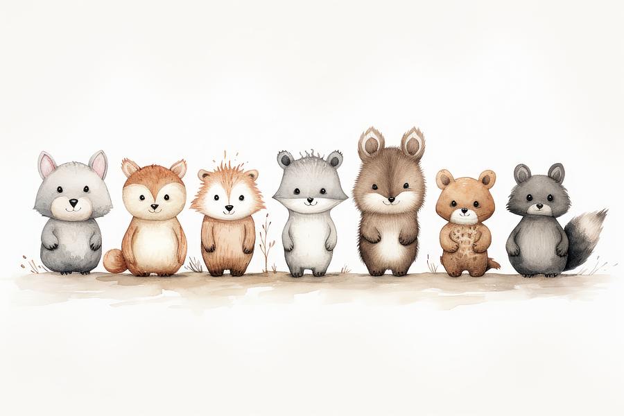 Seven woodland friends Painting by Land of Dreams