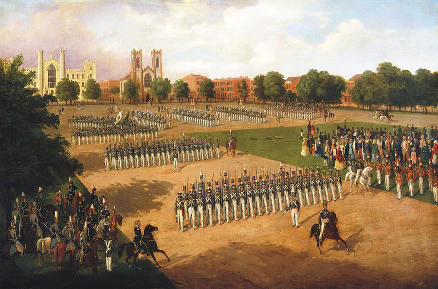 Seventh Regiment On Review - Washington Square New York 1851 Painting by War Is Hell Store